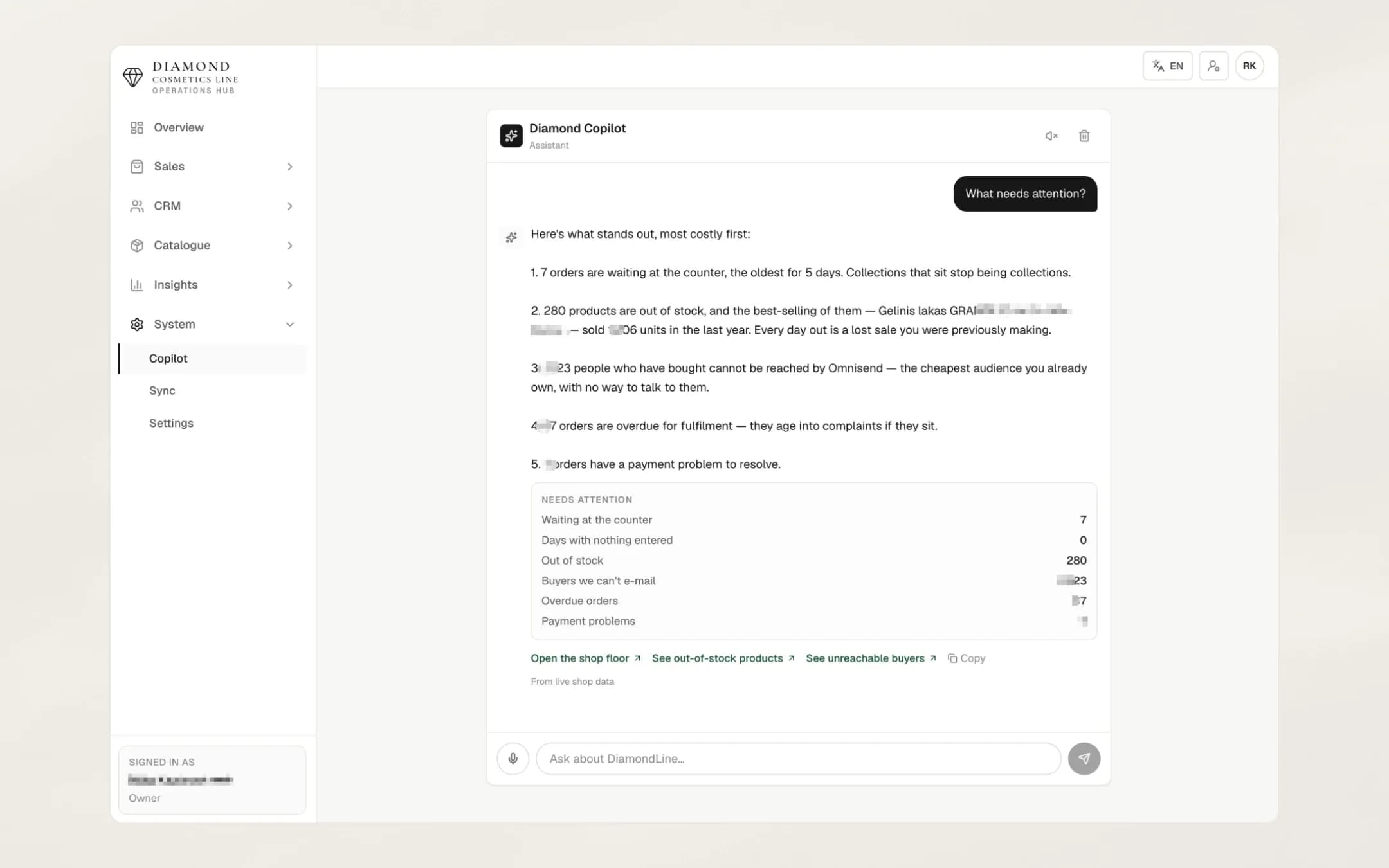 DiamondLine - AI copilot